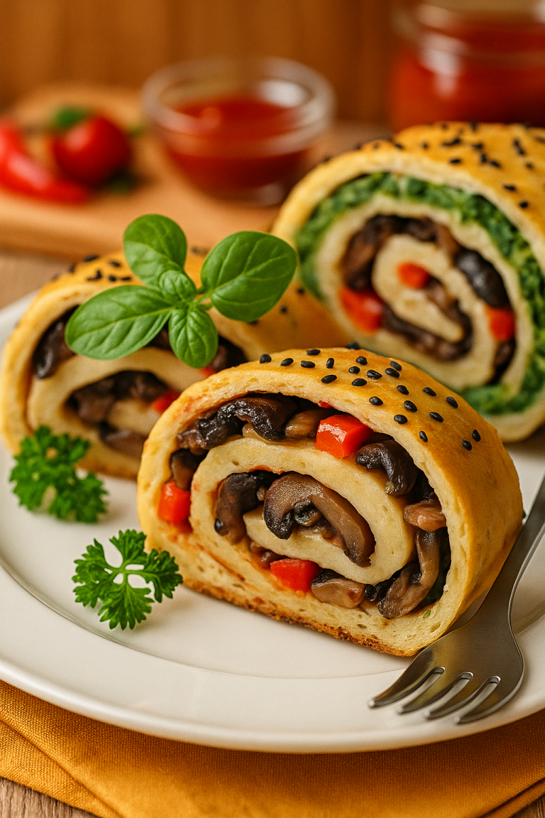 Posni rolat sa pečurkama Posni rolat sa pečurkama i paprikom u restoranu Dedina Tajna Novi Sad